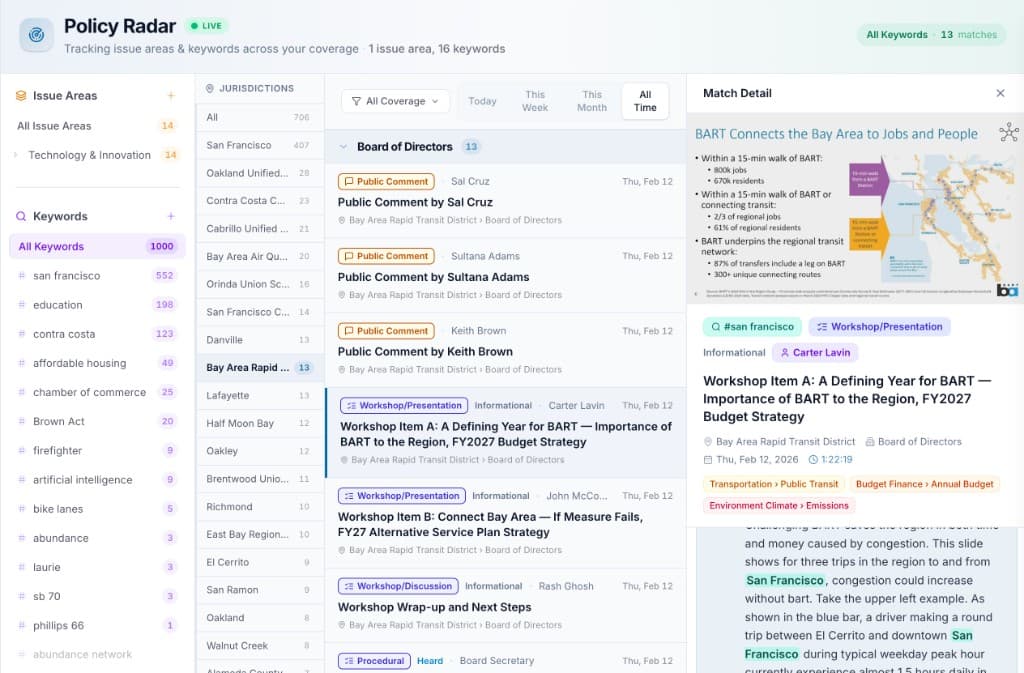 Policy Radar screenshot